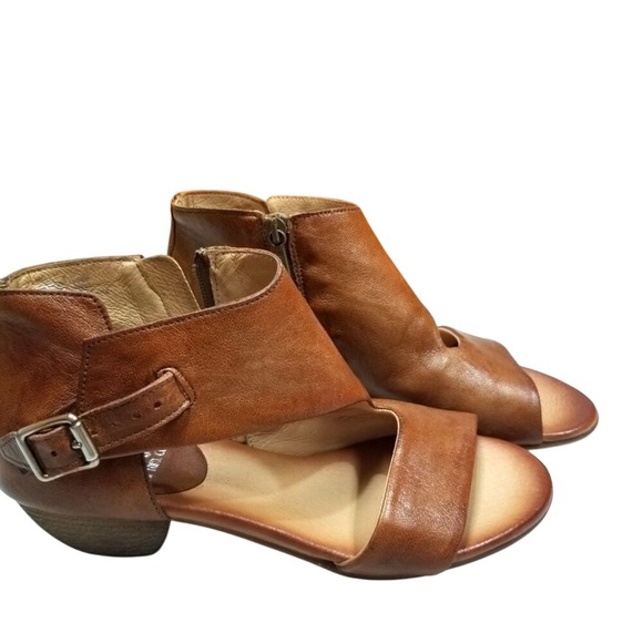 Miz Mooz New York City NIB Brandy Tan Leather Open Toe Bootie Heels‎ EU 38 Boho - Picture 1 of 11